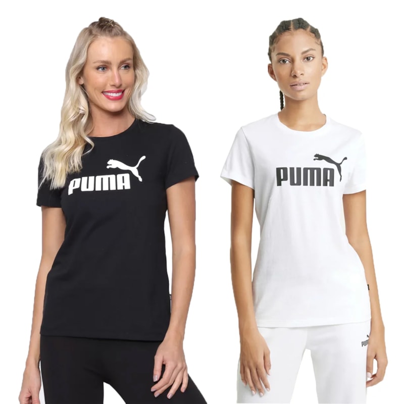 Kit 2 Camisetas Puma Essentials Logo Feminina