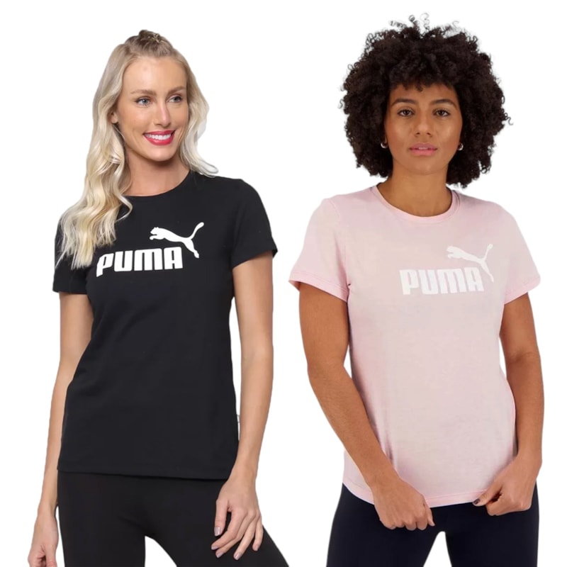 Kit 2 Camisetas Puma Essentials Logo Feminina