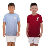 Kit 2 Conjuntos Manchester City Liverpool Camisa + Calção Infantil