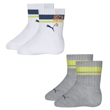 Kit 2 Pares De Meias Puma Cano Longo Infantil