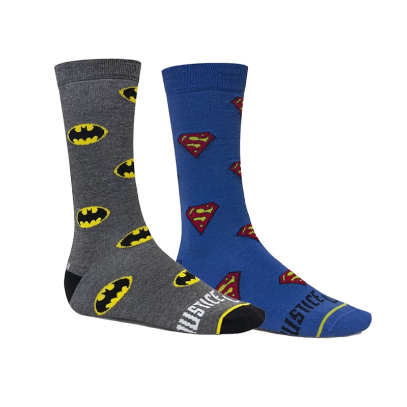 Kit 2 Pares de Meias Selene Liga Da Justiça Masculino