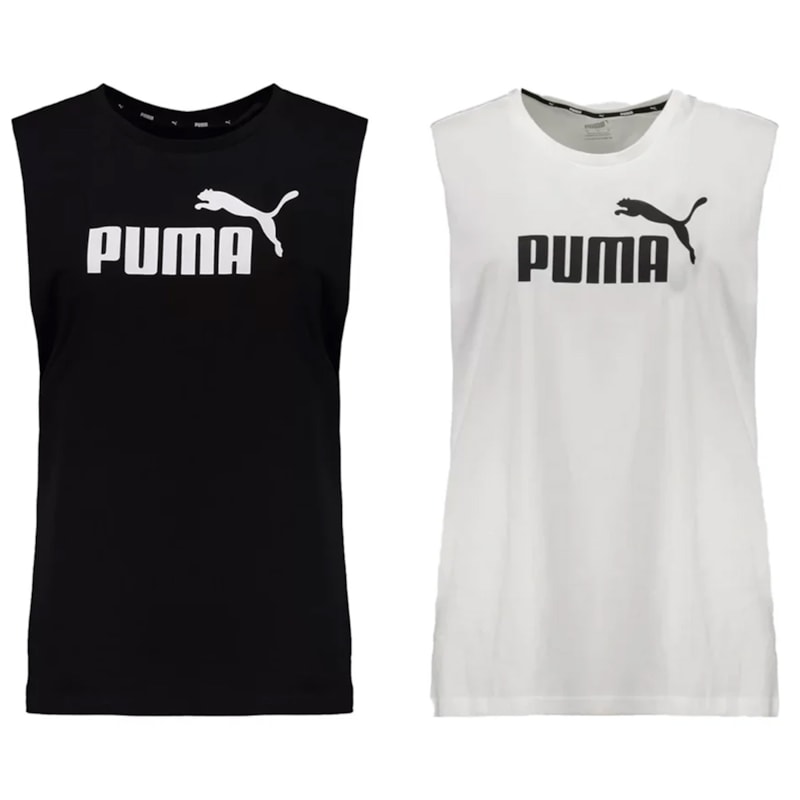 Kit 2 Regatas Cavada Puma Essentials Logo Feminina