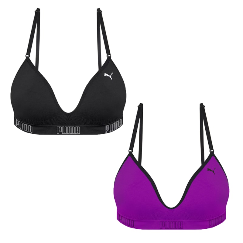 Kit 2 Sutiãs Puma Sem Costura Com Bojo Feminino Kit 2 Sutiãs Puma Sem Costura Com Bojo Feminino