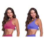 Kit 2 Tops Canelado Selene Sem Costura Feminino