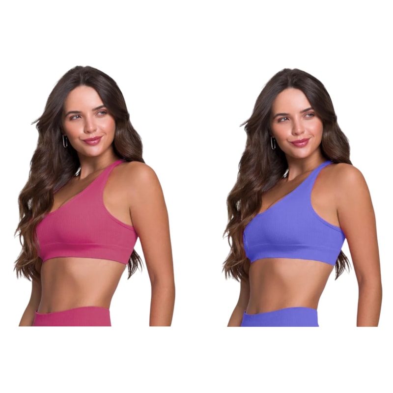 Kit 2 Tops Canelado Selene Sem Costura Feminino