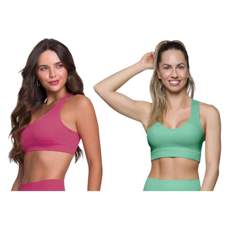 Kit 2 Tops Canelado Selene Sem Costura Feminino