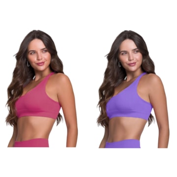 Kit 2 Tops Canelado Selene Sem Costura Feminino