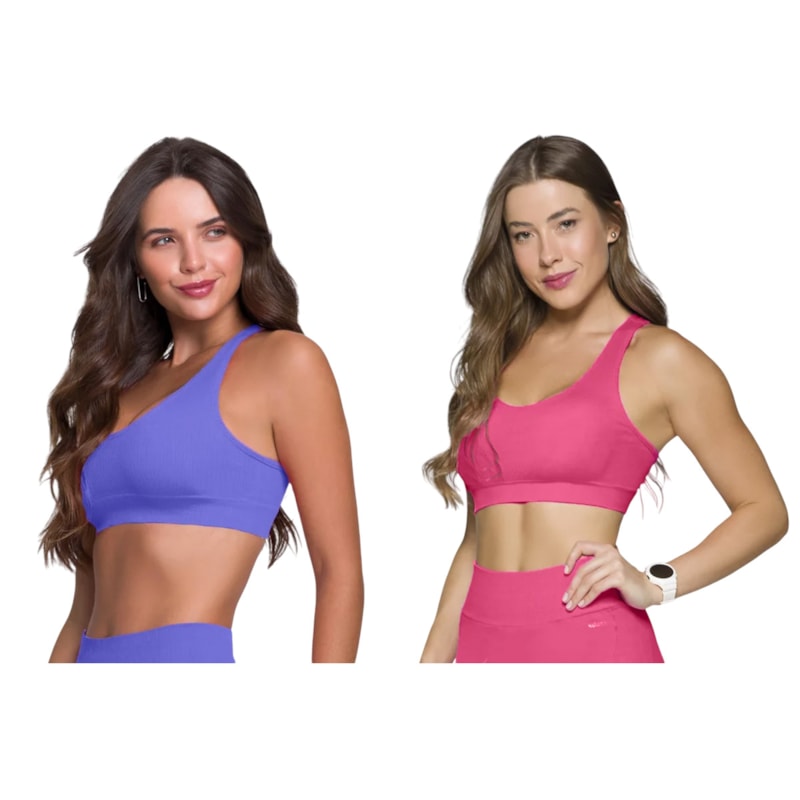 Kit 2 Tops Canelado Selene Sem Costura Feminino