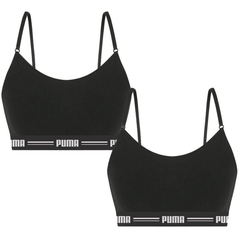 Kit 2 Tops Puma Modal Stretch Feminino - Preto Kit 2 Tops Puma Modal Stretch Feminino - Preto