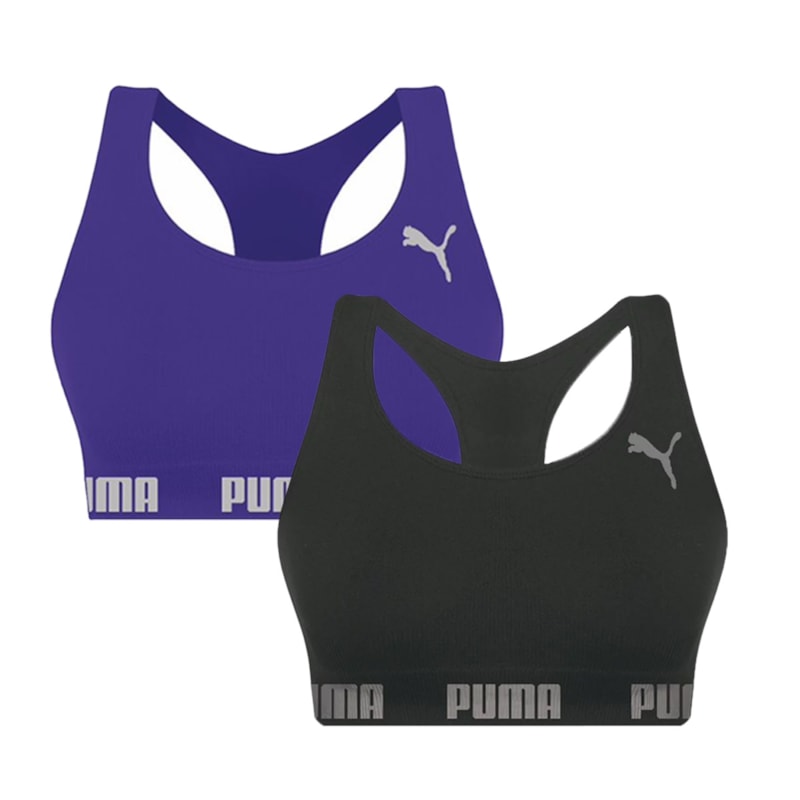 Kit 2 Tops Puma Nadador Sem Costura Feminino Kit 2 Tops Puma Nadador Sem Costura Feminino