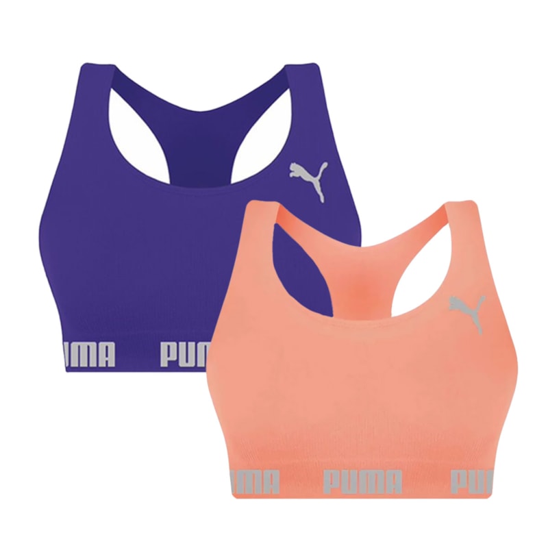 Kit 2 Tops Puma Nadador Sem Costura Feminino Kit 2 Tops Puma Nadador Sem Costura Feminino