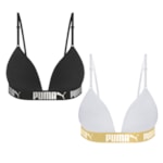 Kit 2 Tops Puma Soutien Triangulo Com Bojo Feminino - Branco/Preto