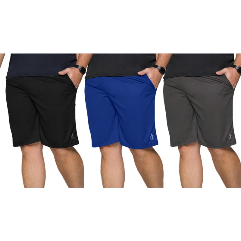 Kit 3 Bermudas Selene Dry Sport Plus Size Masculina