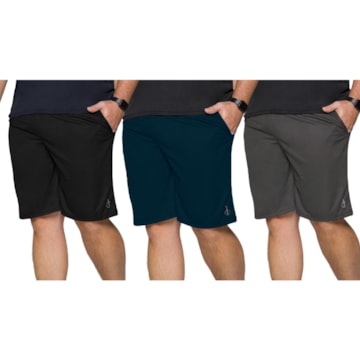 Kit 3 Bermudas Selene Dry Sport Plus Size Masculina