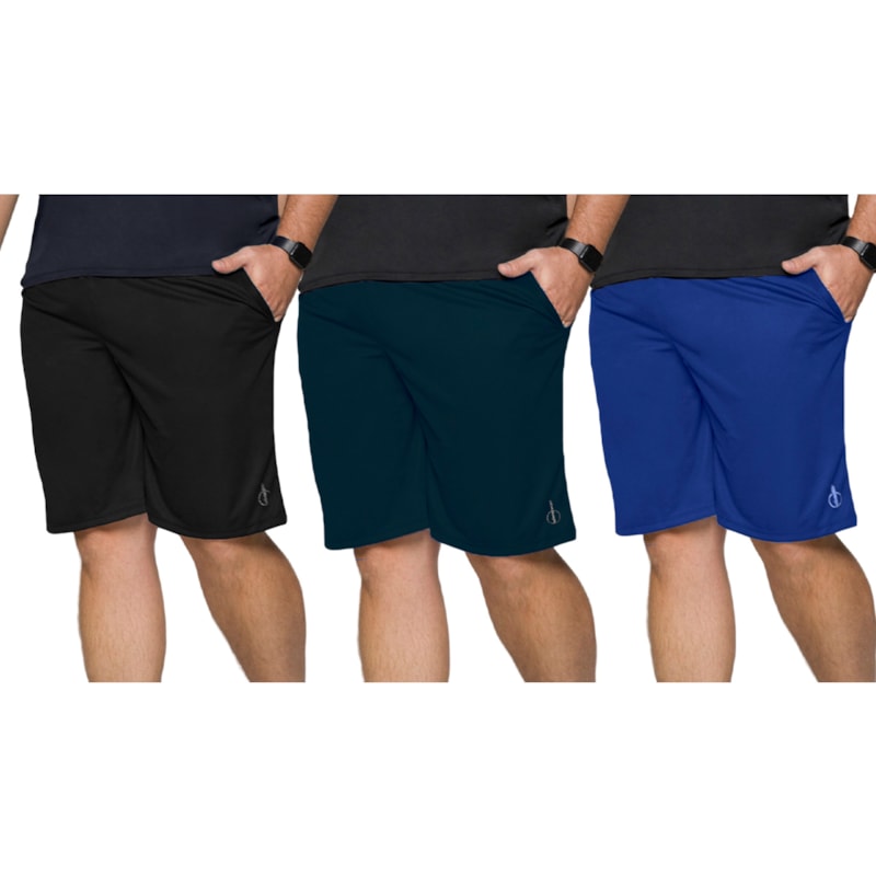 Kit 3 Bermudas Selene Dry Sport Plus Size Masculina