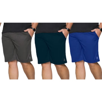 Kit 3 Bermudas Selene Dry Sport Plus Size Masculina