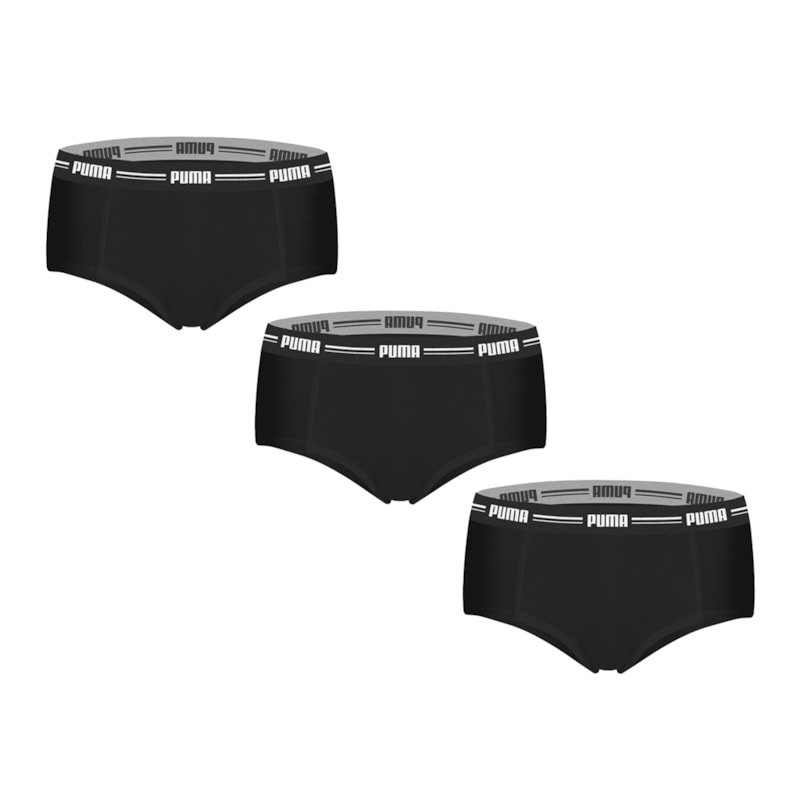 Kit 3 Calcinhas Puma Mini Boxer Feminino Kit 3 Calcinhas Puma Mini Boxer Feminino