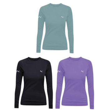 Kit 3 Camisas Térmicas Puma UV50+Manga Longa Feminina