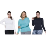 Kit 3 Camisas Térmicas Selene Proteção UV Plus Size Feminina