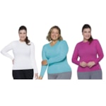 Kit 3 Camisas Térmicas Selene Proteção UV Plus Size Feminina