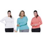 Kit 3 Camisas Térmicas Selene Proteção UV Plus Size Feminina