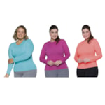 Kit 3 Camisas Térmicas Selene Proteção UV Plus Size Feminina