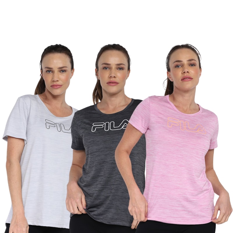 Kit 3 Camisetas Fila Basic Train Feminina