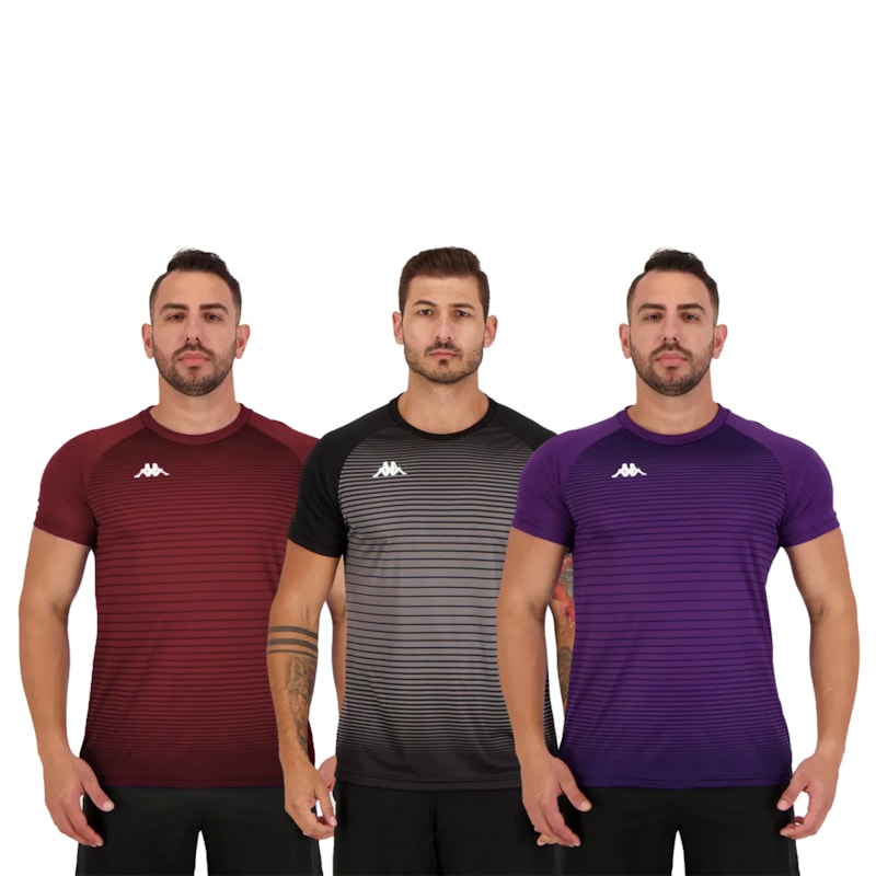 Kit 3 Camisetas Kappa Sport Match Masculina