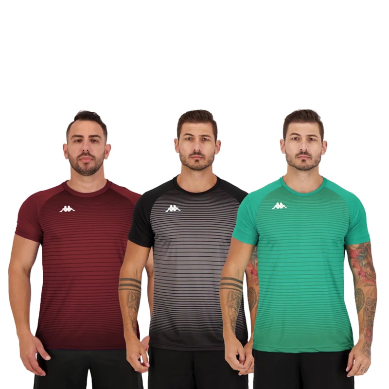 Kit 3 Camisetas Kappa Sport Match Masculina