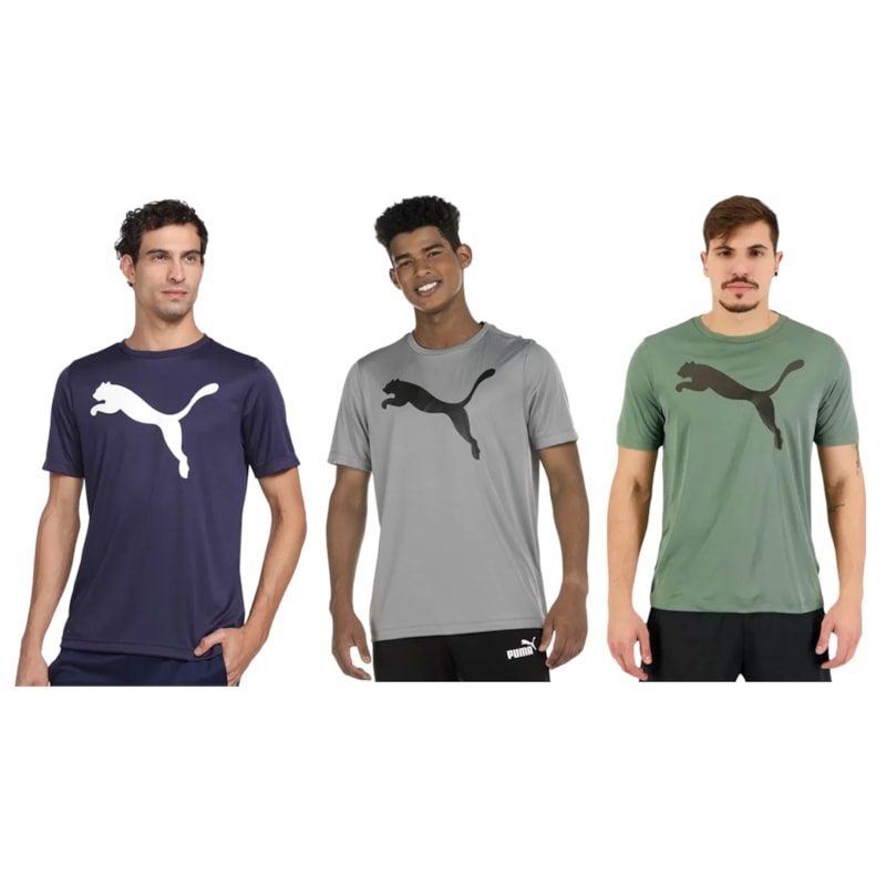 Kit 3 Camisetas Puma Active Big Logo Masculina