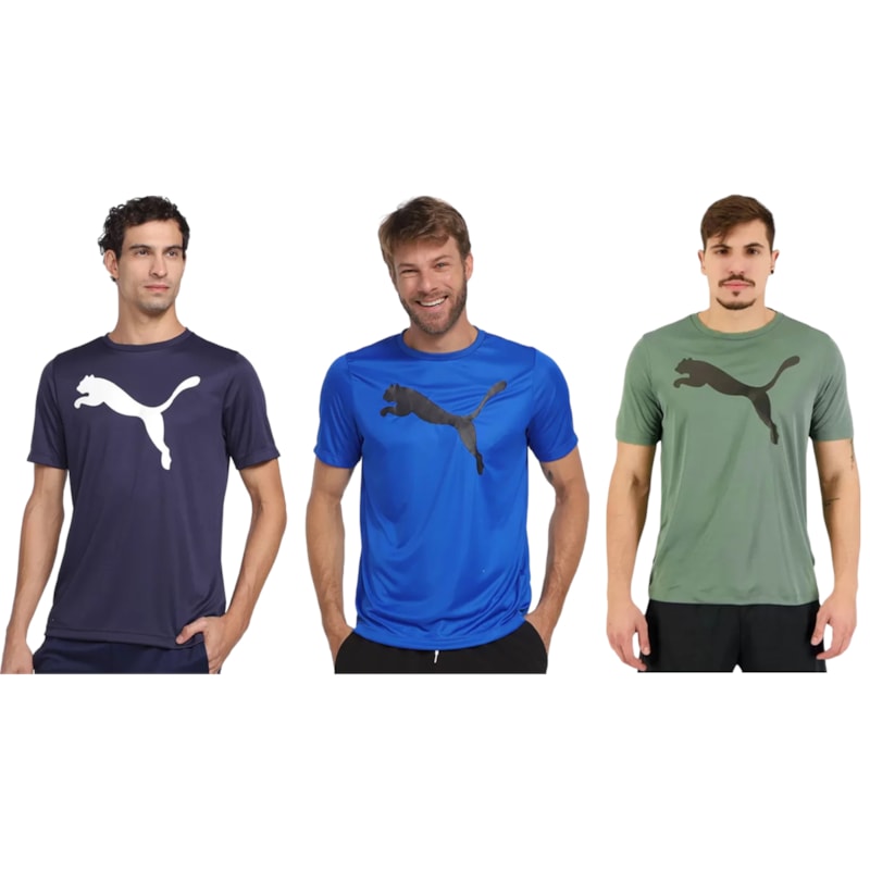 Kit 3 Camisetas Puma Active Big Logo Masculina