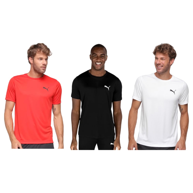 Kit 3 Camisetas Puma Active Small Logo Masculina