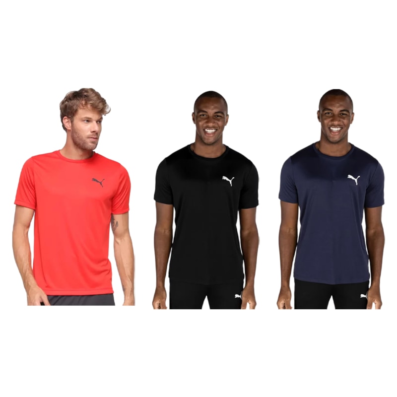 Kit 3 Camisetas Puma Active Small Logo Masculina