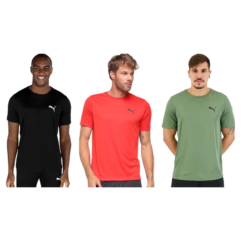 Kit 3 Camisetas Puma Active Small Logo Masculina