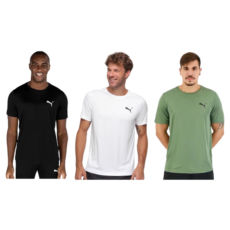 Kit 3 Camisetas Puma Active Small Logo Masculina