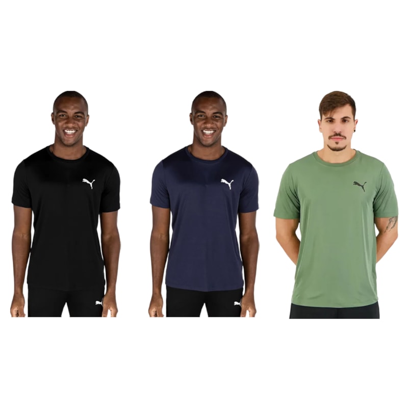 Kit 3 Camisetas Puma Active Small Logo Masculina