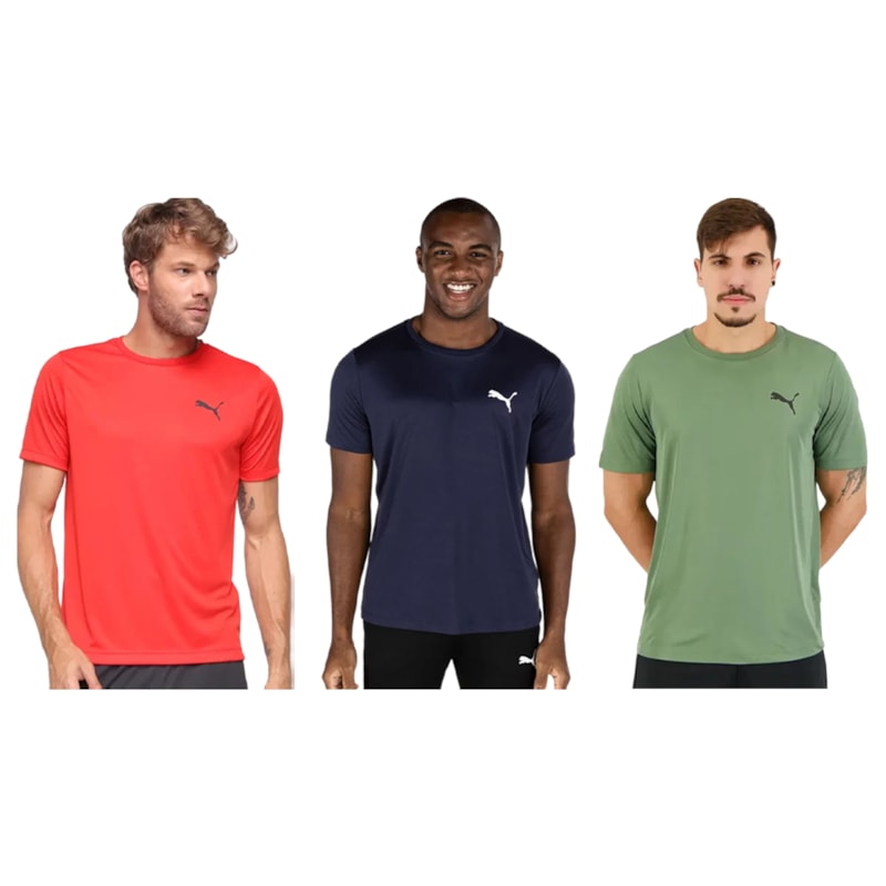 Kit 3 Camisetas Puma Active Small Logo Masculina