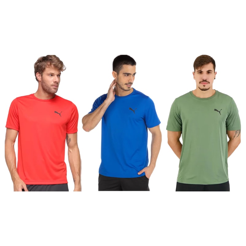 Kit 3 Camisetas Puma Active Small Logo Masculina