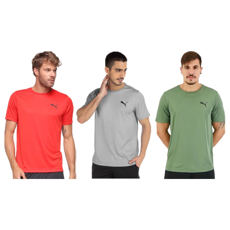 Kit 3 Camisetas Puma Active Small Logo Masculina