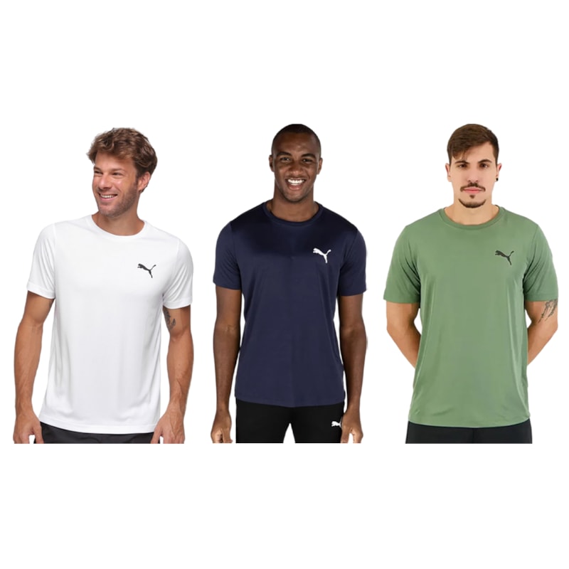 Kit 3 Camisetas Puma Active Small Logo Masculina