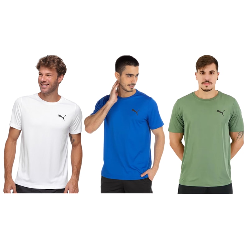 Kit 3 Camisetas Puma Active Small Logo Masculina