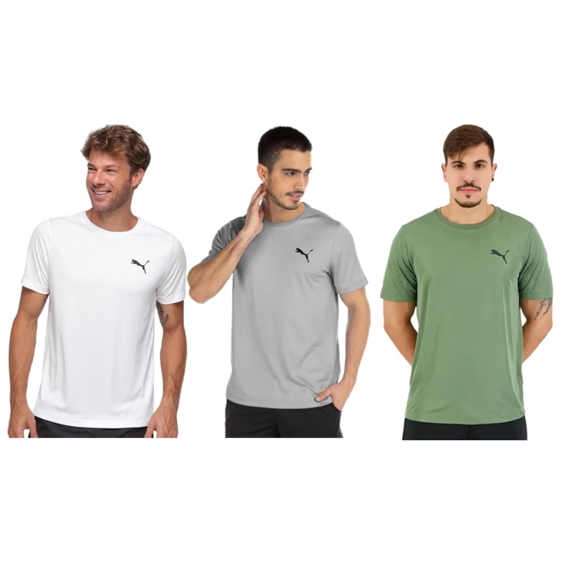 Kit 3 Camisetas Puma Active Small Logo Masculina