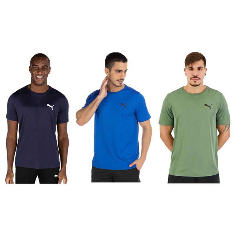 Kit 3 Camisetas Puma Active Small Logo Masculina