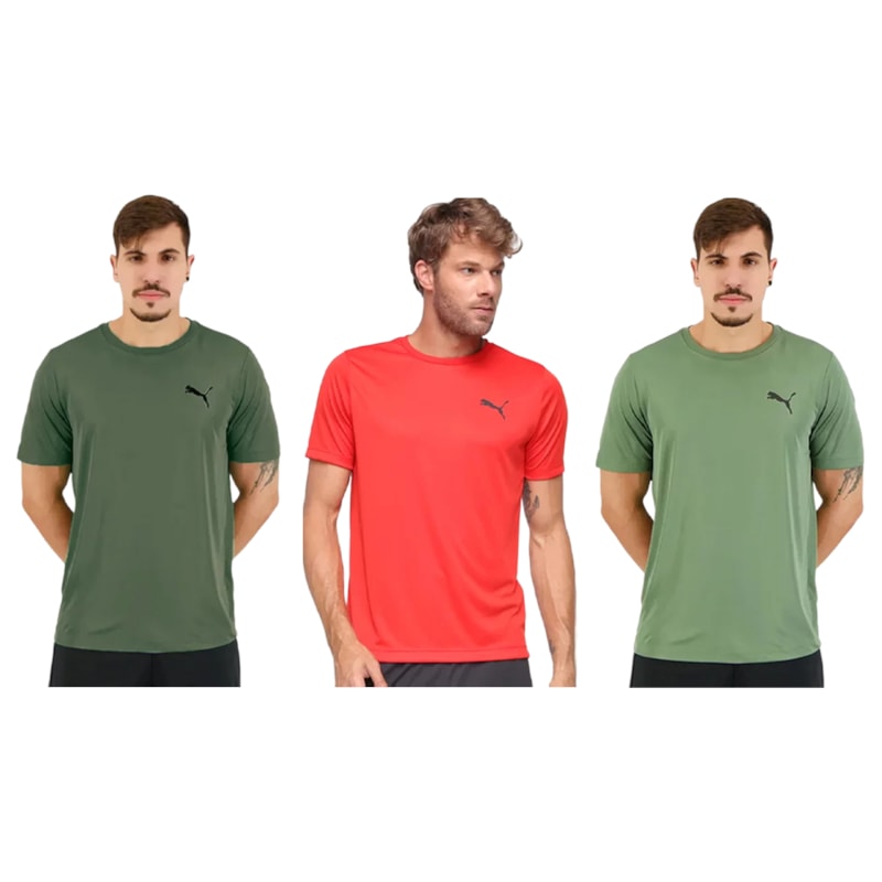 Kit 3 Camisetas Puma Active Small Logo Masculina