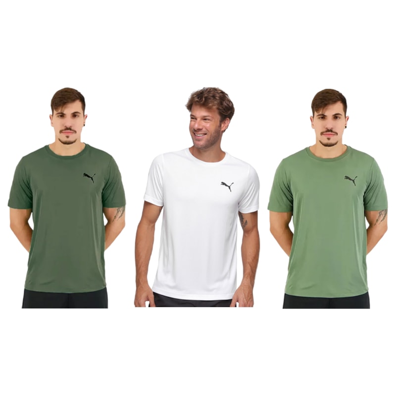 Kit 3 Camisetas Puma Active Small Logo Masculina