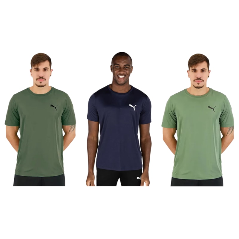 Kit 3 Camisetas Puma Active Small Logo Masculina