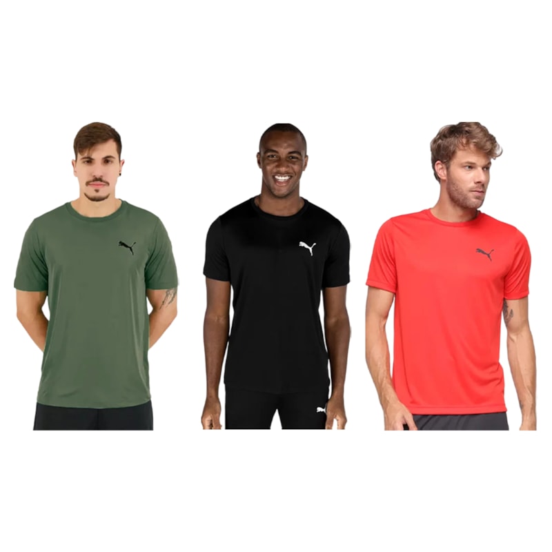 Kit 3 Camisetas Puma Active Small Logo Masculina