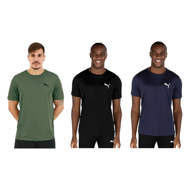 Kit 3 Camisetas Puma Active Small Logo Masculina