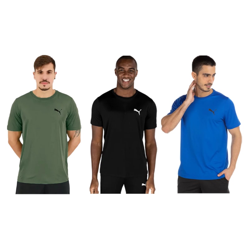 Kit 3 Camisetas Puma Active Small Logo Masculina