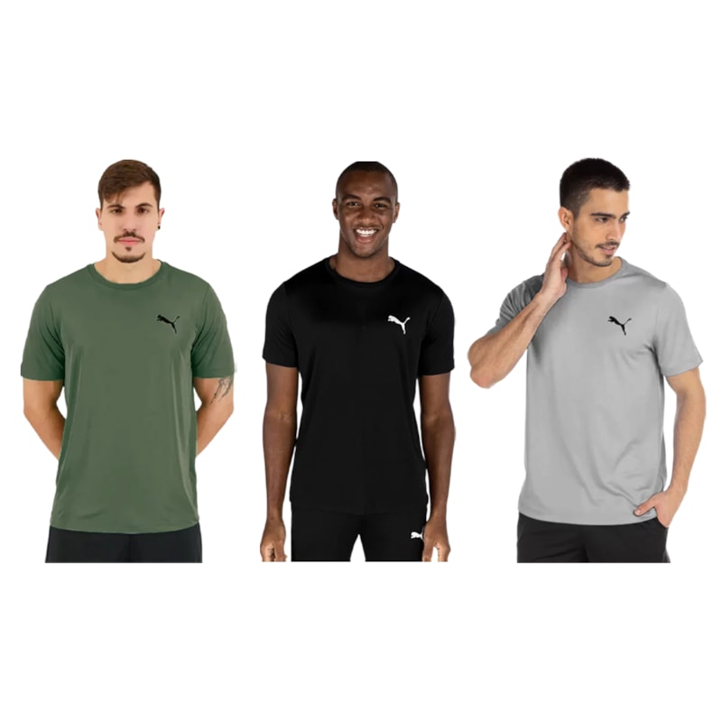 Kit 3 Camisetas Puma Active Small Logo Masculina